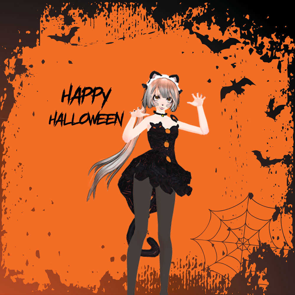 Black Cat Nekomura (38k Poly, Face Expressions, Dynamic Bones)