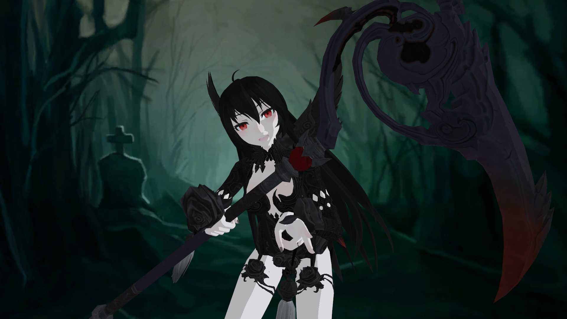 Reaper Girl with Scythe Spin Animation/Particles (39k)