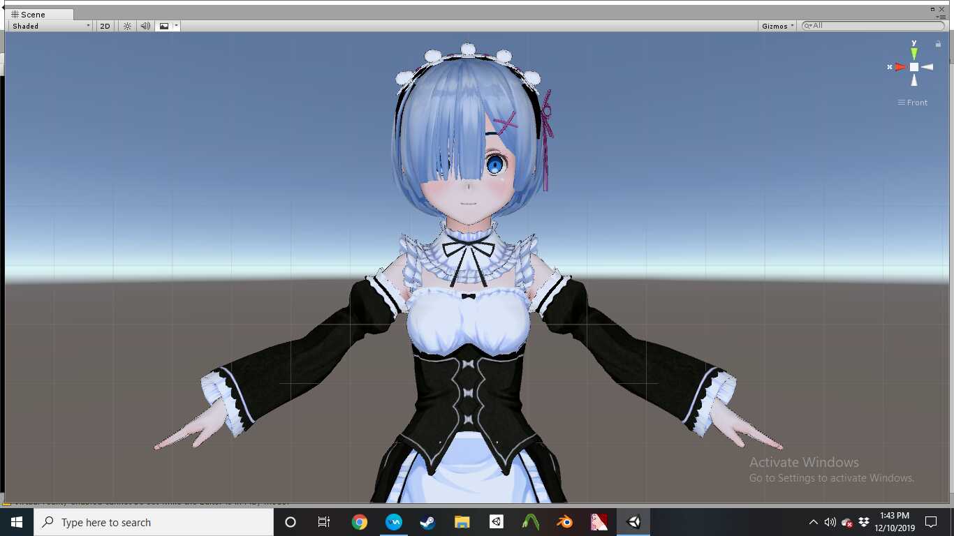 Rem from RE:zero blinking/eyetracking/visemes/jiggle physics/gesture animations 