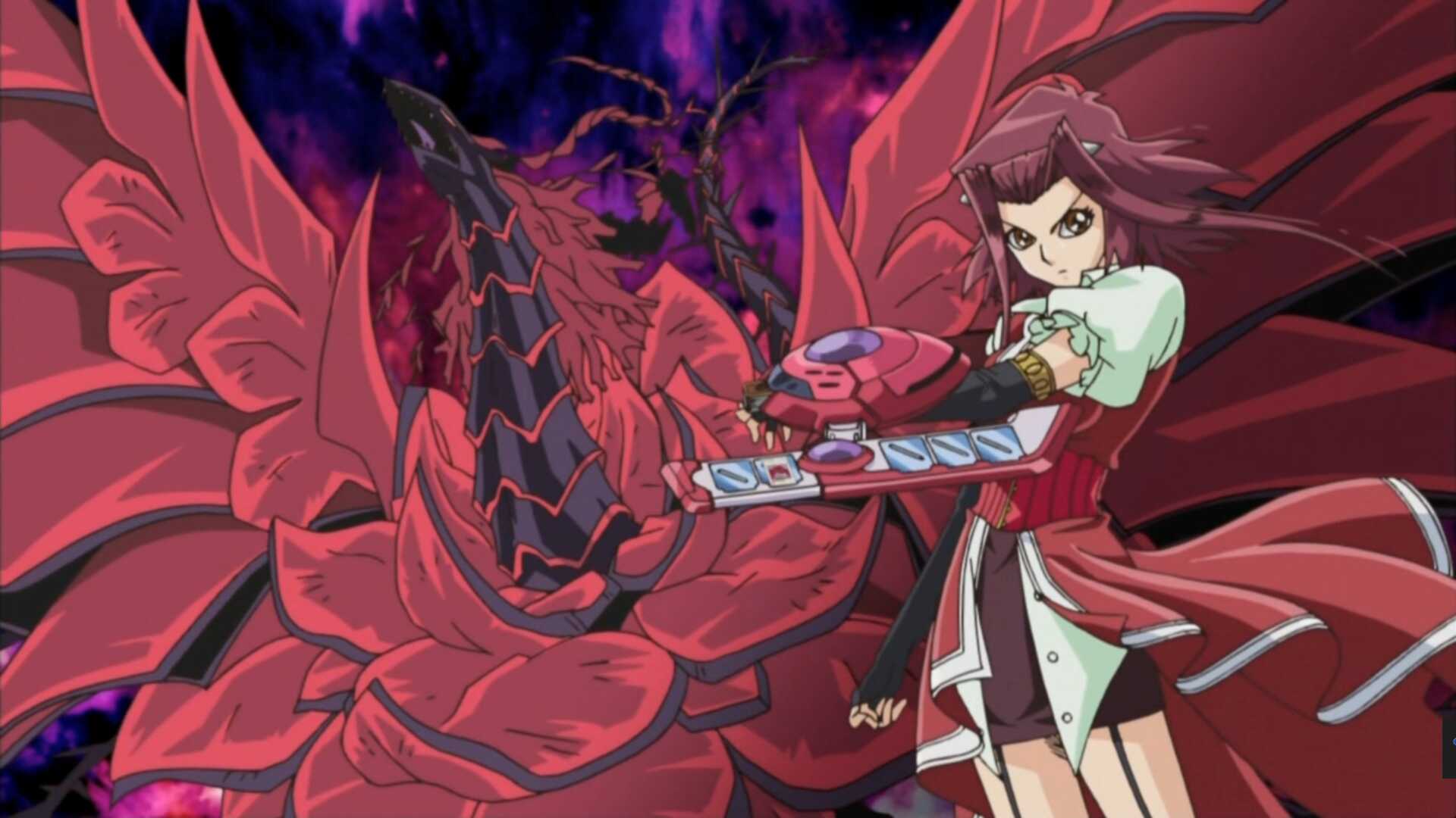 Akiza Izinski (with Black Rose Dragon summoning emote)