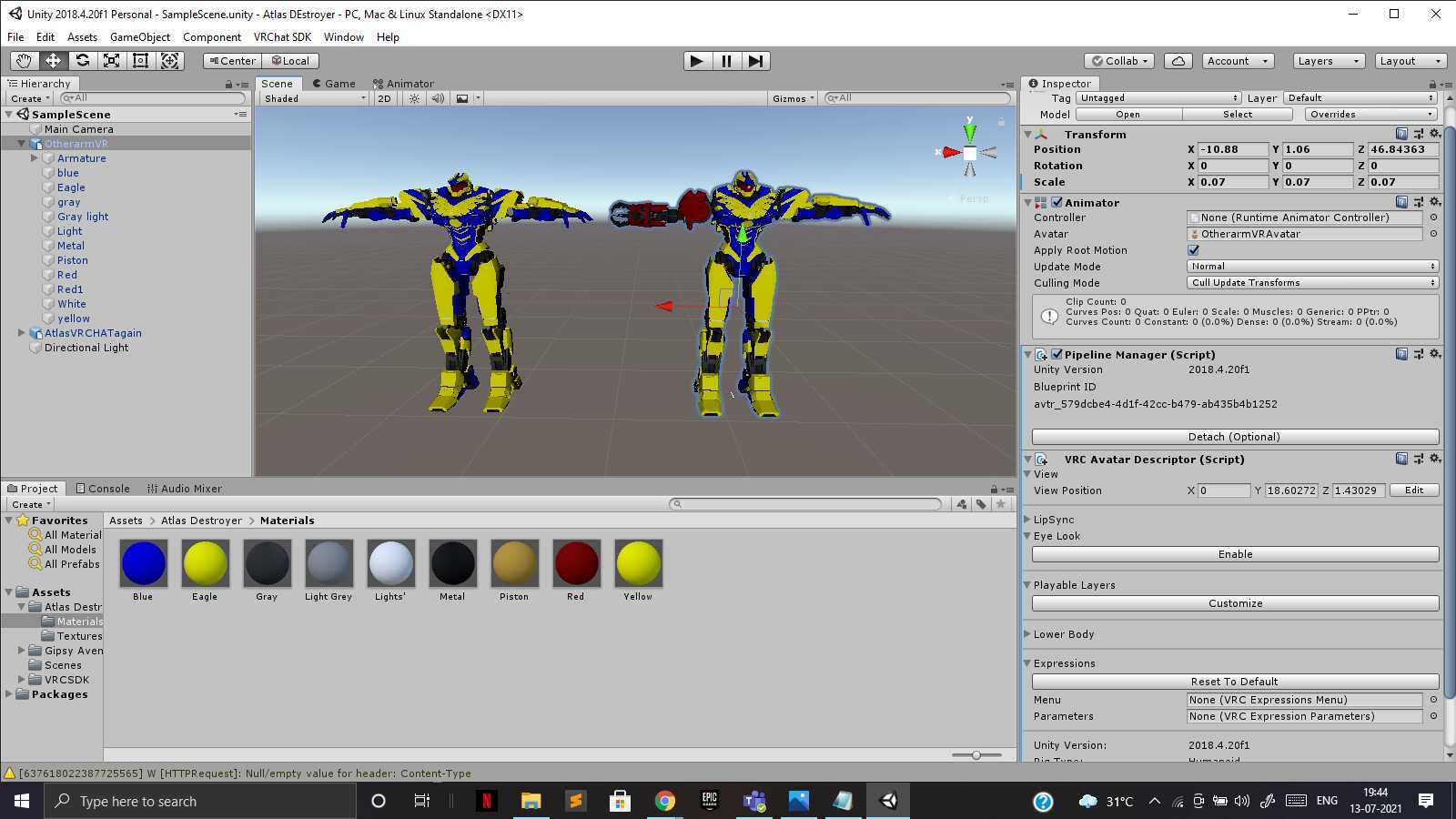 Atlas destroyer and Atlas destroyer with chaos nemesis arm