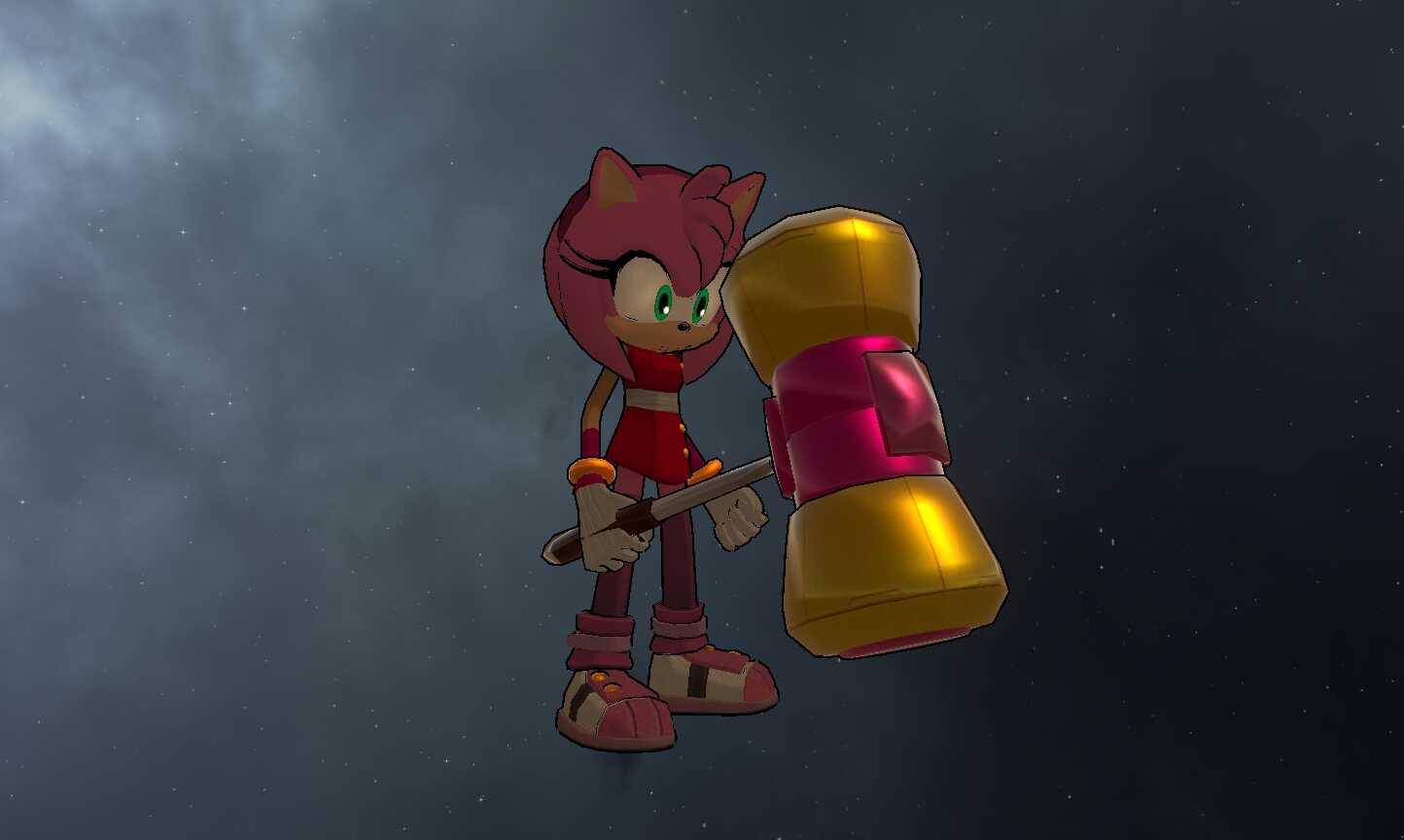 Sonic Boom - Amy Rose (2 Textures, Hammer Toggle, Fullbody, Eye Traking, Visemes, Blinking, 9k Polys, Quest Ready) (Avatar 3.0)