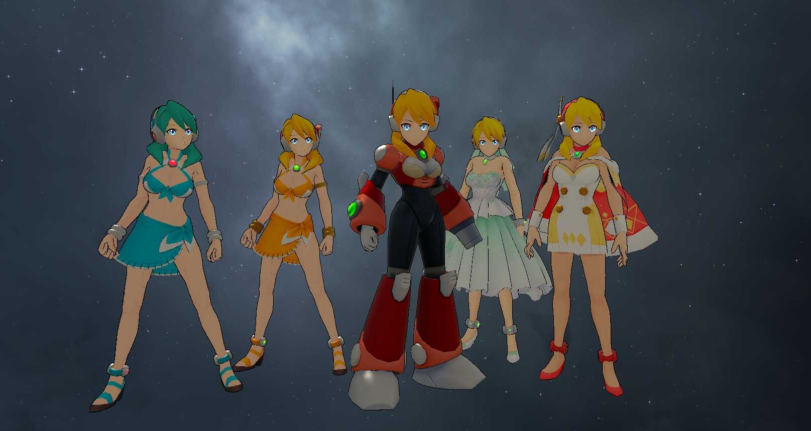 Mega Man X - Alia (Full Body, 5 Outfits, Buster Toggle, 3 Textures, Visemes, Emmission, Dynamic Bones)