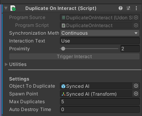 Duplicate Game object of choice (VRChat Script)